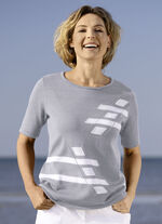 Trui met intarsia voorkant GRAU-WEISS