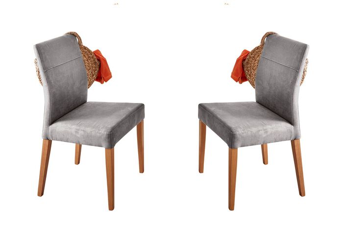 Stoelen, set van 2, gemaakt van massief, natuurlijk eikenhout EIKENGRIJS