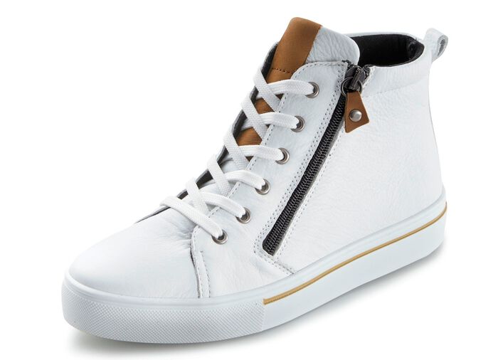 Toosoft enkellaarsjes met inzetstukken in cognac WIT