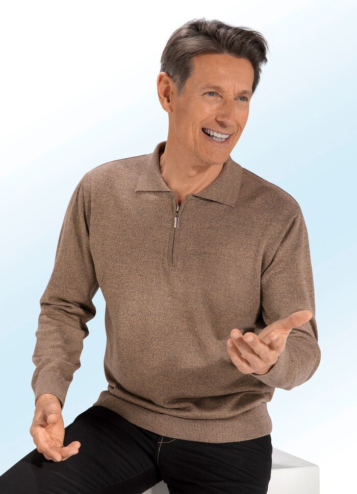 Polotrui met korte rits in 3 kleuren BRUIN MEL.