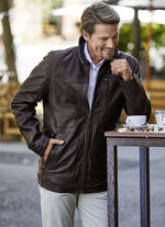 Leren jack met zakken met ritssluiting 