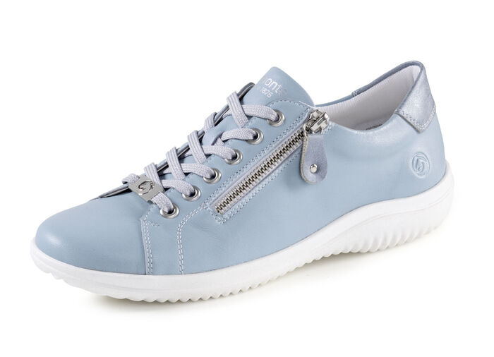 Remonte veterschoen met metalen inzetstuk in reli&euml;f LICHTBLAUW