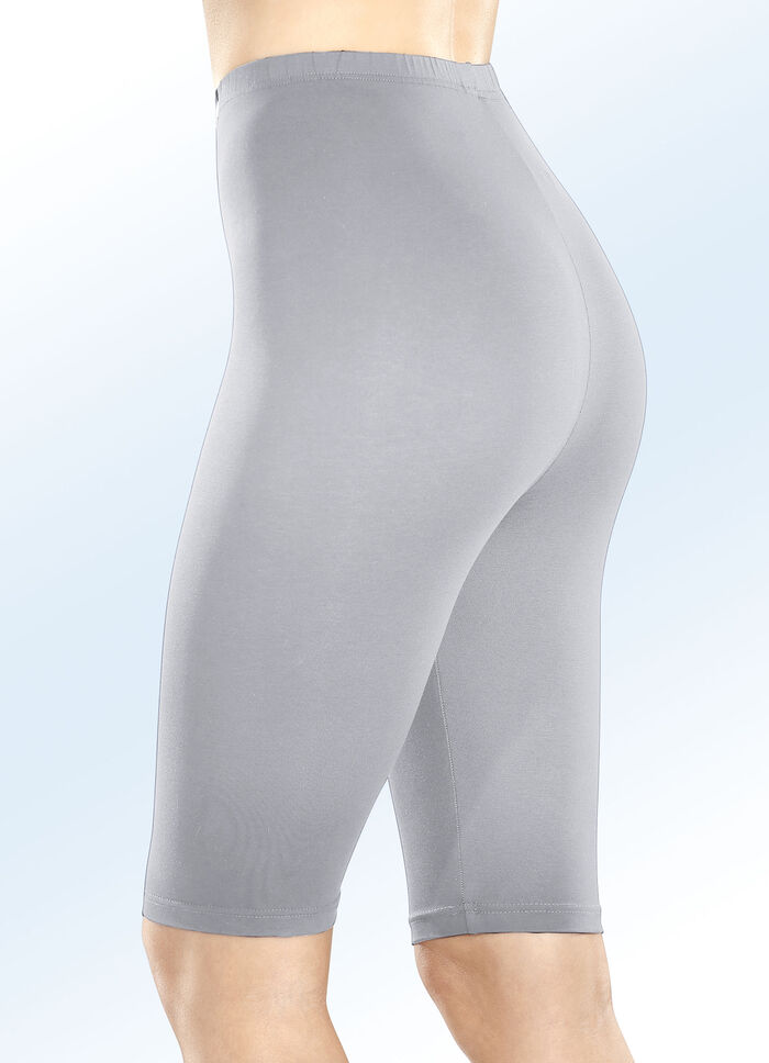 Set van twee fietsbroeken met elastische tailleband 1X MARINE, 1X GRIJS GEMÊLEERD
