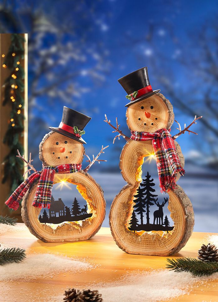 Verlichte sneeuwpop, werkt op batterijen 