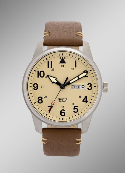 Para Quartz herenhorloge in pilotenlook 