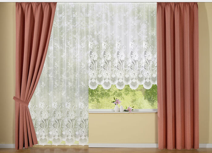 Lang glasgordijn met automatische plooiband 1:3 