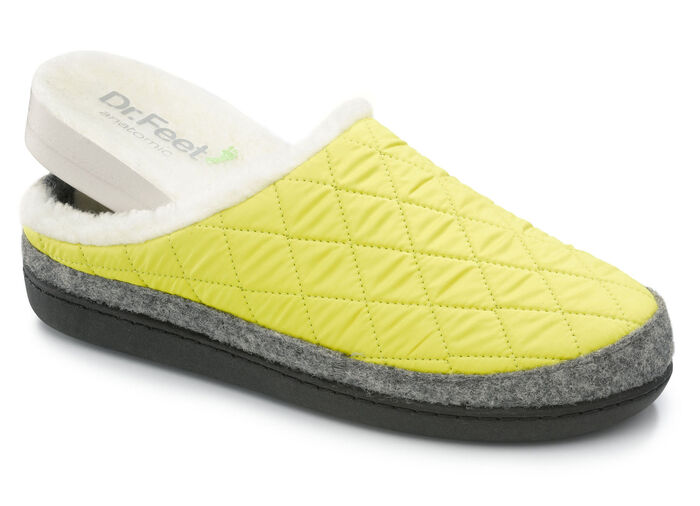 Slippers gemaakt van gewatteerd textielmateriaal GEEL