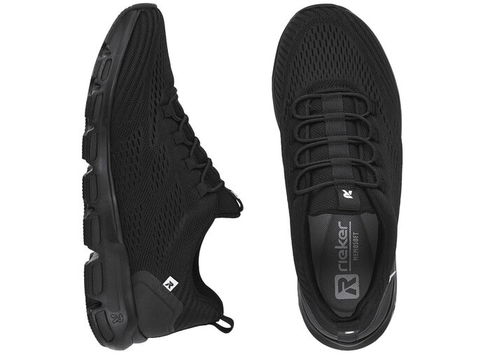 Rieker sneakers met elastische decoratieve vetersluiting ZWART