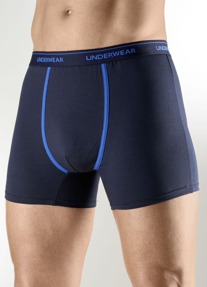 Vierpak broeken met contrasterende biezen 