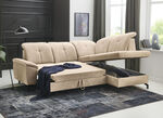 Moderne gestoffeerde hoek met bedfunctie en bedkast BEIGE