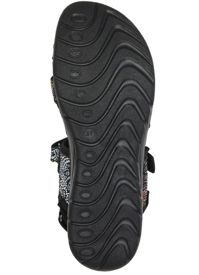 Gemini trekkingsandalen met kleurrijk bloemenreli&euml;f ZWART