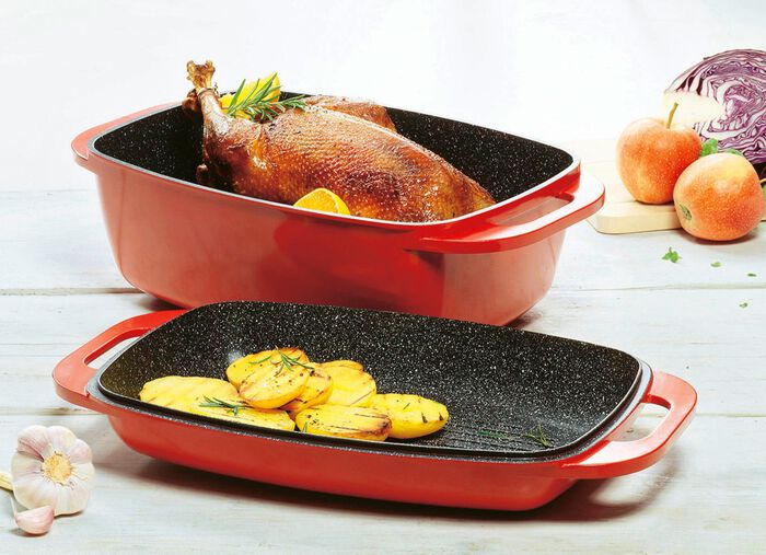 Stoneline&reg; braadpan met absoluut krasbestendige Stoneline antiaanbaklaag ROOD