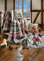 Kussenhoes met rendierpaar in fluweellook ROOD