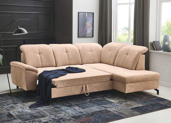 Moderne gestoffeerde hoek met bedfunctie en bedkast 