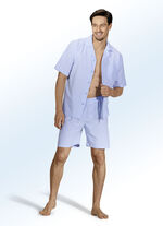 Shortama, 3-delig, met doorlopende knoopsluiting, van geweven stof met streepmotief 