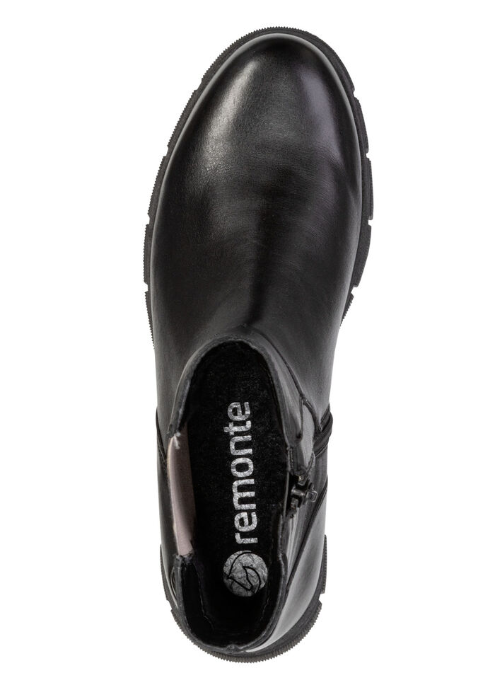 Remonte, modieuze dames enkellaarsjes, winterschoenen, breedte G, met rits ZWARTBRUIN