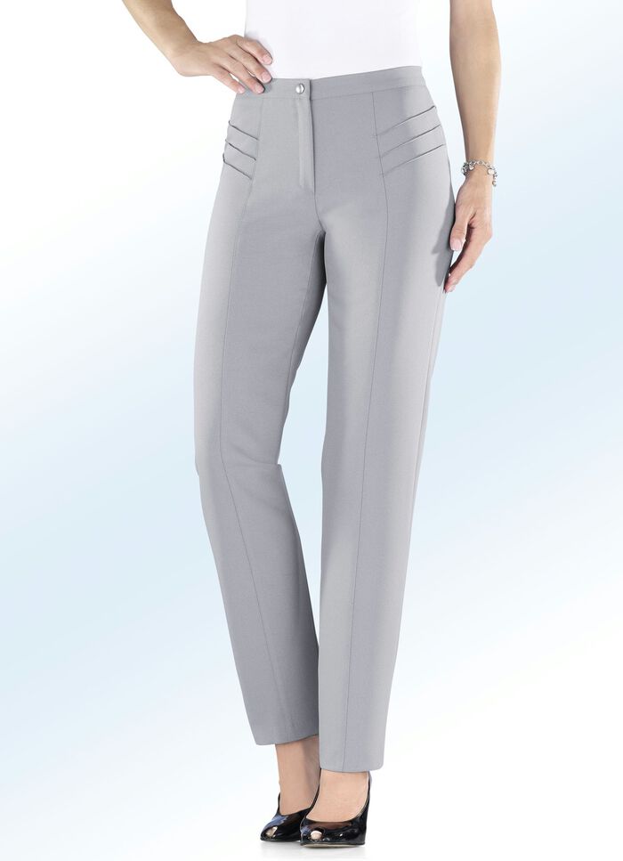 Broek met mooie biezenversiering LICHTGRIJS
