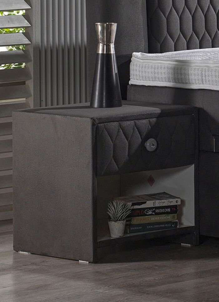 Nachtkastje, lade met quilten GRIJS