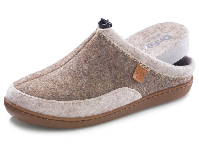 Laurina, klassieke damespantoffels, breedte H, met uitneembaar voetbed TAUPE-BEIGE