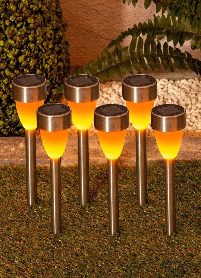 Solarstekkers met flikkereffect, set van 6 