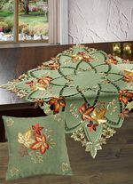 Tafel- en kamerdecoratie met herfstborduurwerk 