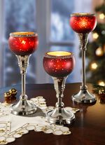 Theelichthouders van aluminium en glas, set van 3 