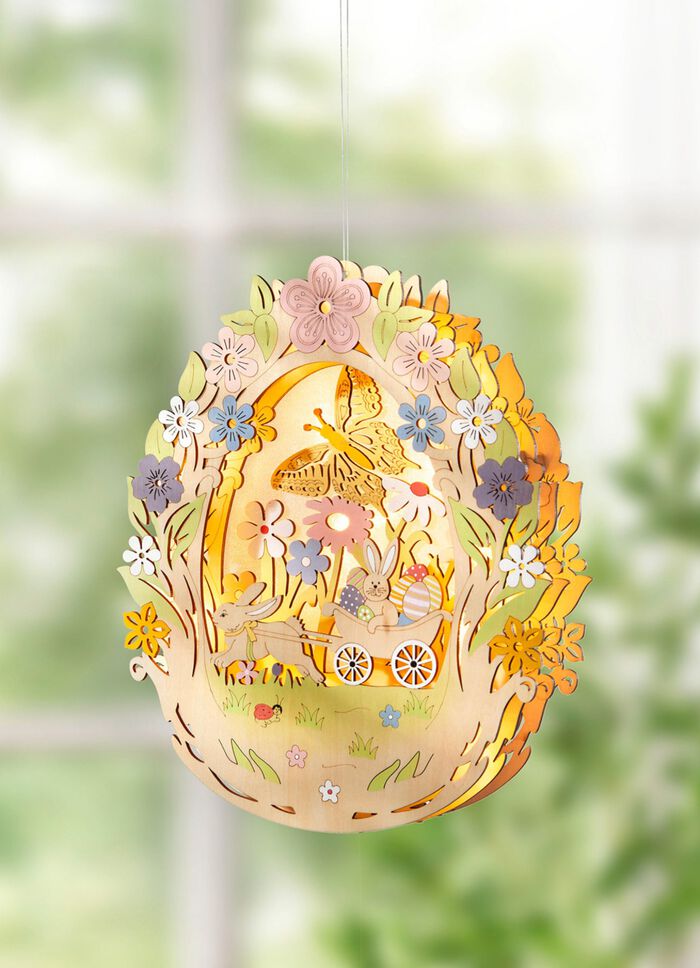 Verlicht houten paasei 