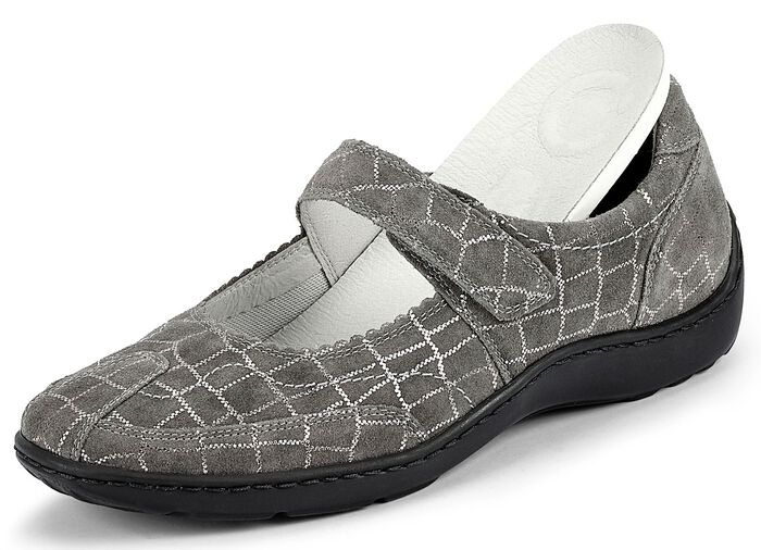 Waldl&auml;ufer pantoffels met elegant krokodillenreli&euml;f GRAFIET