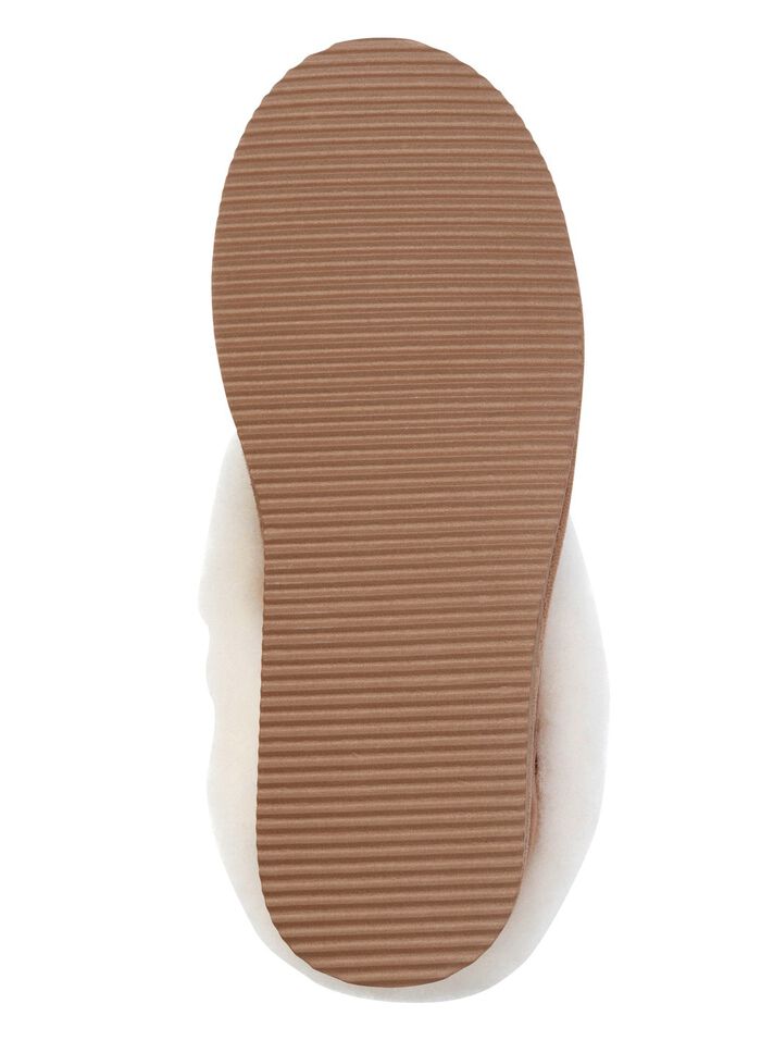 ELENA EDEN, warme damespantoffels, breedte G, met lamsvacht TABAKSBRUIN