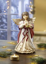 Engel met kaars gemaakt van hoogwaardig fijn steengoed 