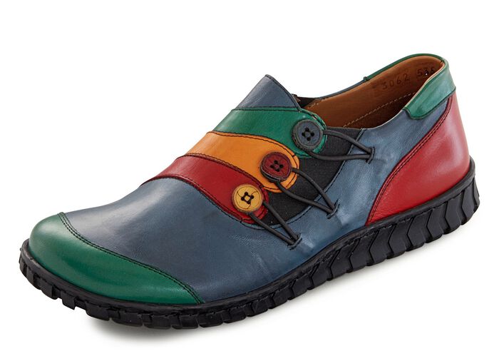 Gemini pantoffels met decoratieve knopen JEANS-MULTICOLOR