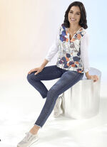 Elegante jeans met leuke strasssteentjes en franjes aan de zoom DONKERBLAUW