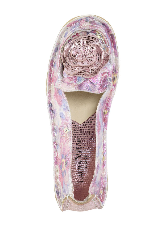 Laura Vita ballerina met leren bloem ROZE-MULTICOLOR