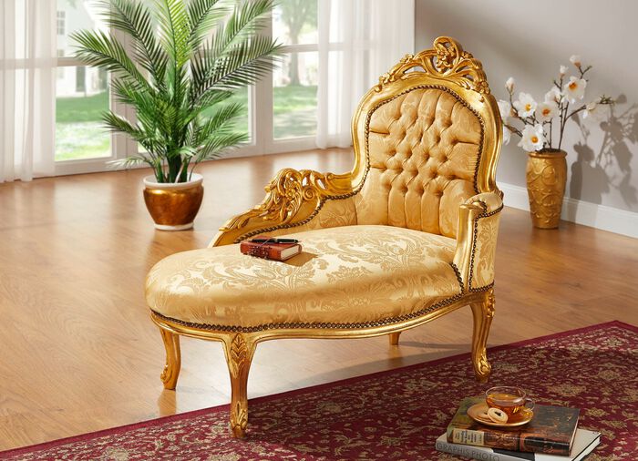 Chaise longue met massief houten frame 