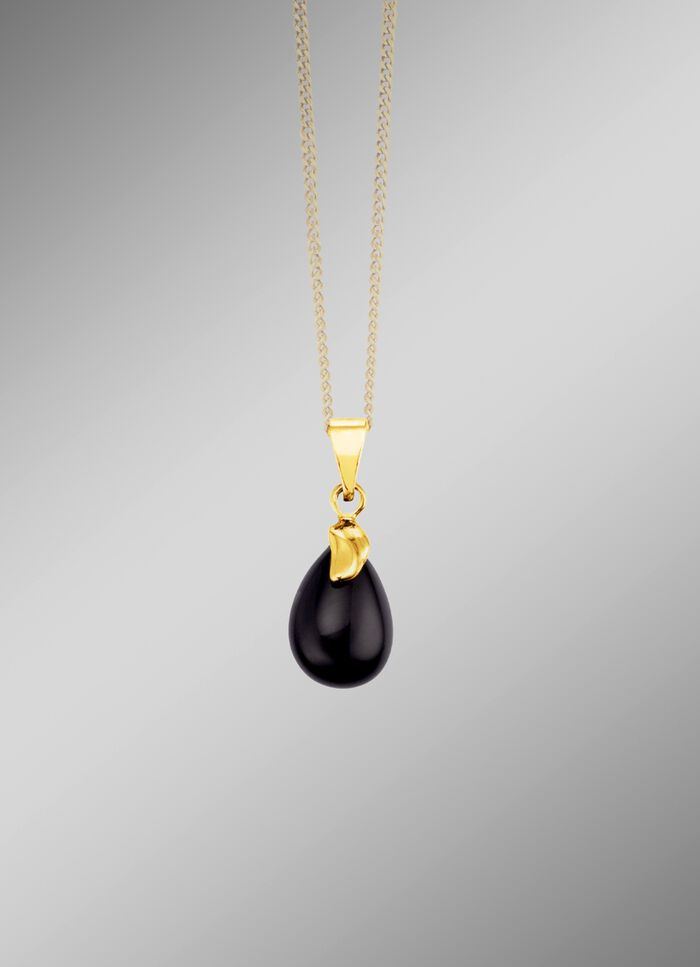 Prachtige hanger gemaakt van 375/- fijn goud met onyx, bewaard gebleven. 