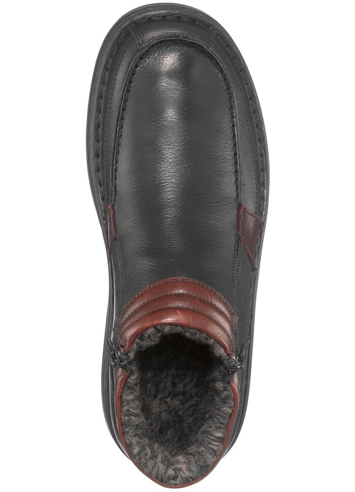 GINO GALANTE, gevoerde herenlaarzen, winterschoenen, met uitneembaar voetbed ZWART-BOURGOND