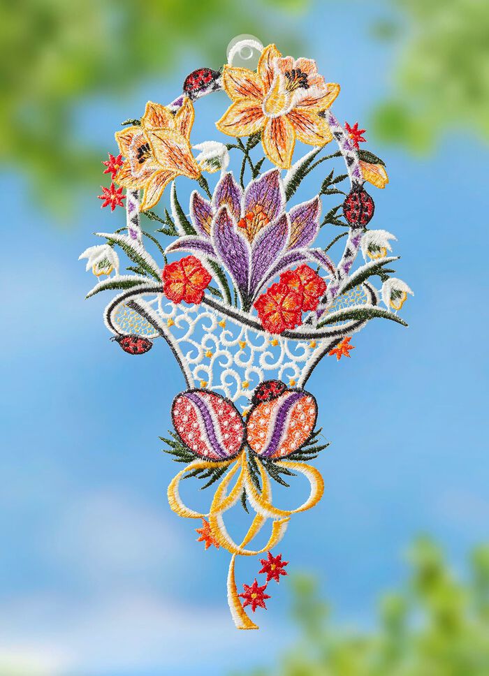 Raamdecoratie van echt Plauen-kant 