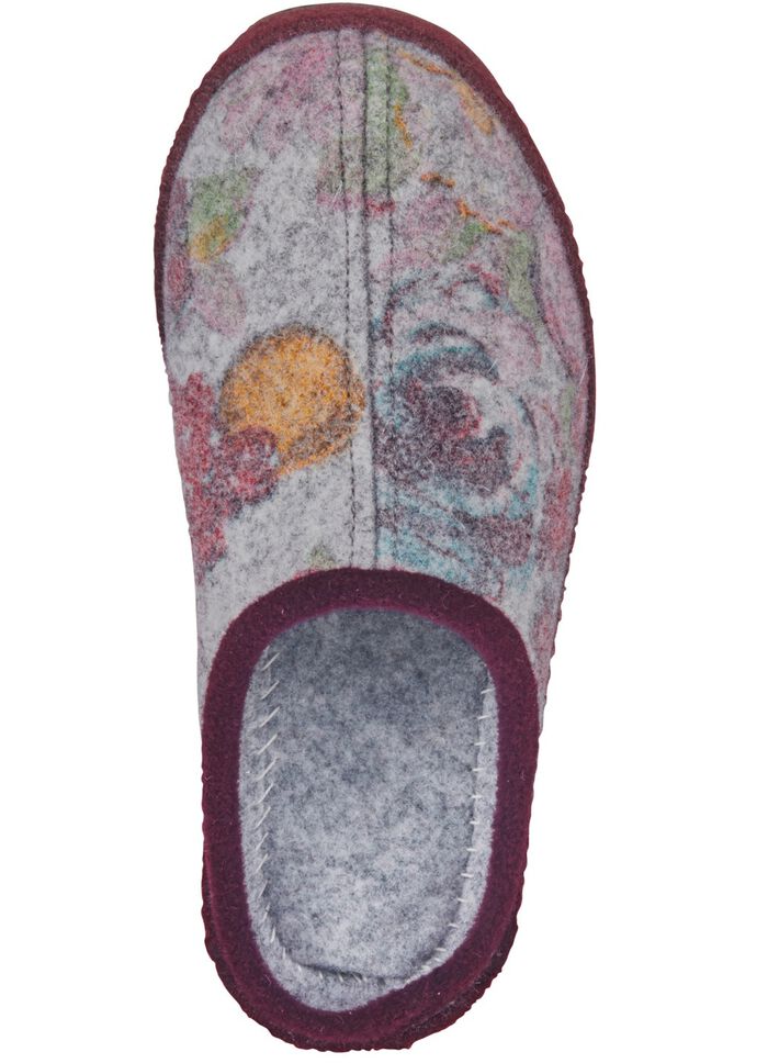 Slippers met een subtiele bloemenprint LICHTGRIJS-BORDEAUX