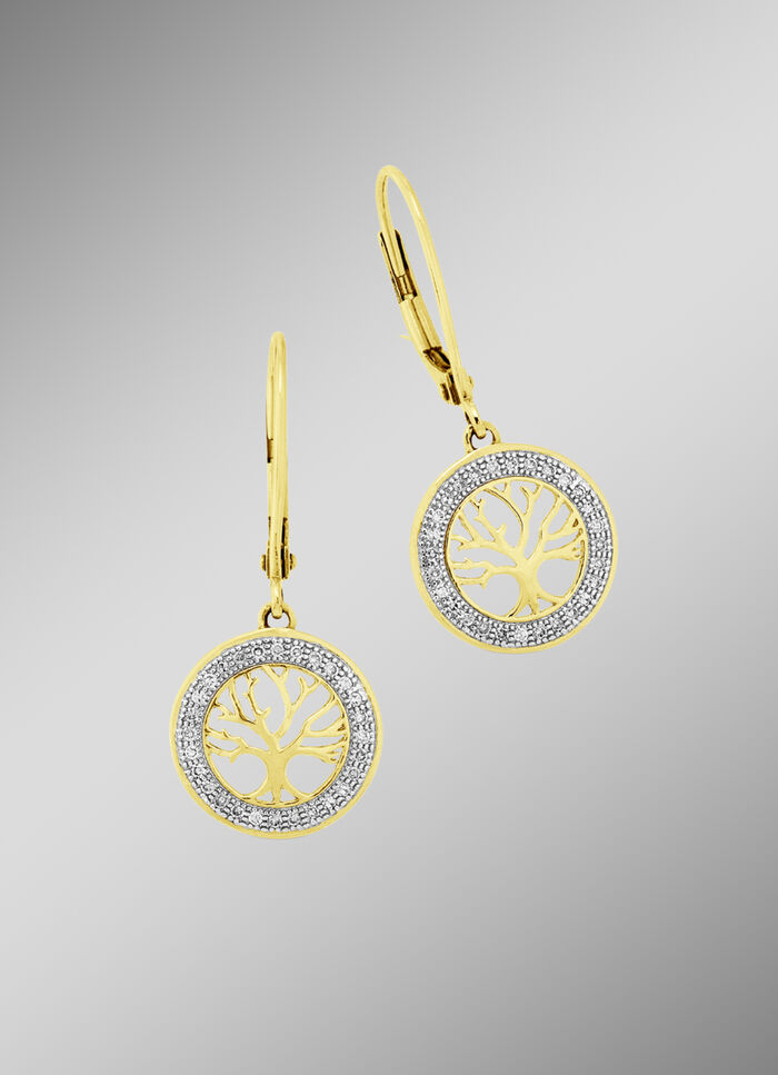 Levensboom oorbellen met diamanten 
