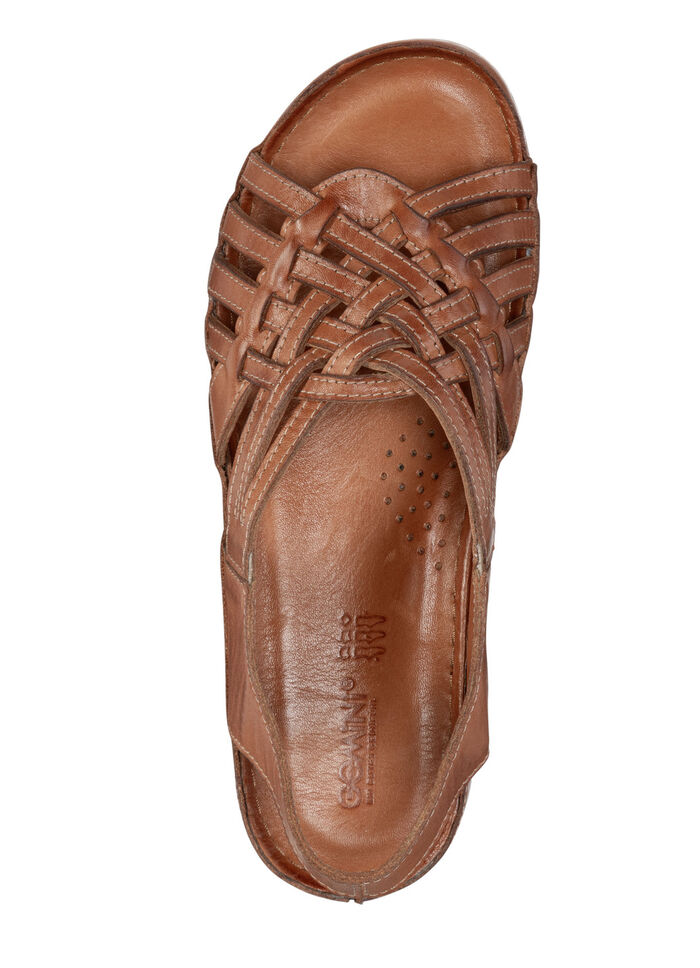 Gemini, chique damessandalen, breedte G, met elastische band COGNAC