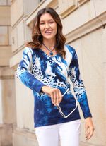 Fijngebreide trui met dierenprint 