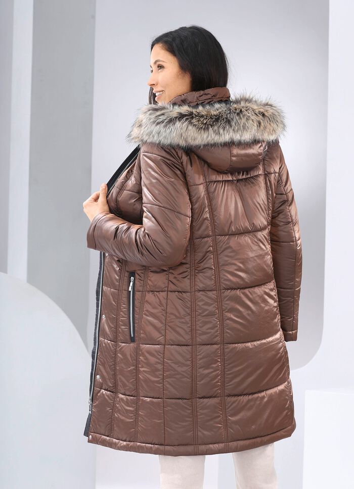 Korte jas met afneembare rand van imitatiebont 