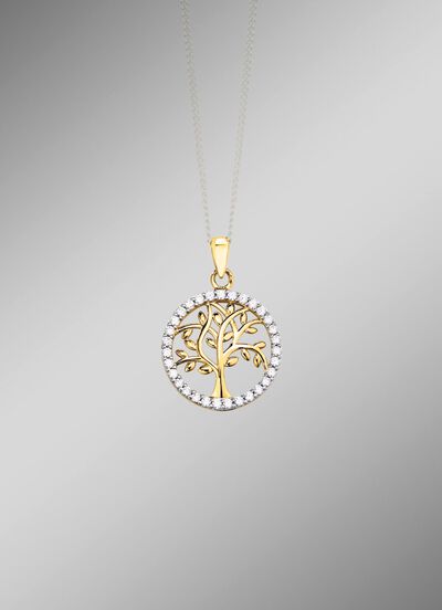 Levensboom hanger met zirkonia 