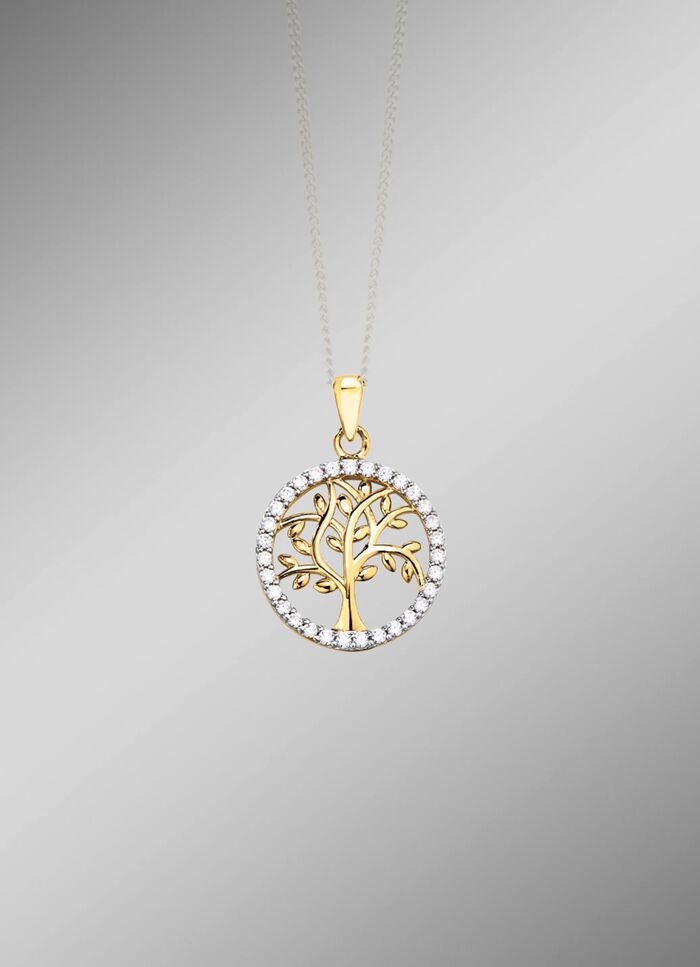 Levensboom hanger met zirkonia 