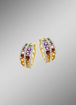 Multicolor creolen met edelstenen en diamanten 