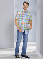 Geruit overhemd van King's Road TURKOOIS-LIMOEN-KLEURRIJK GERUIT