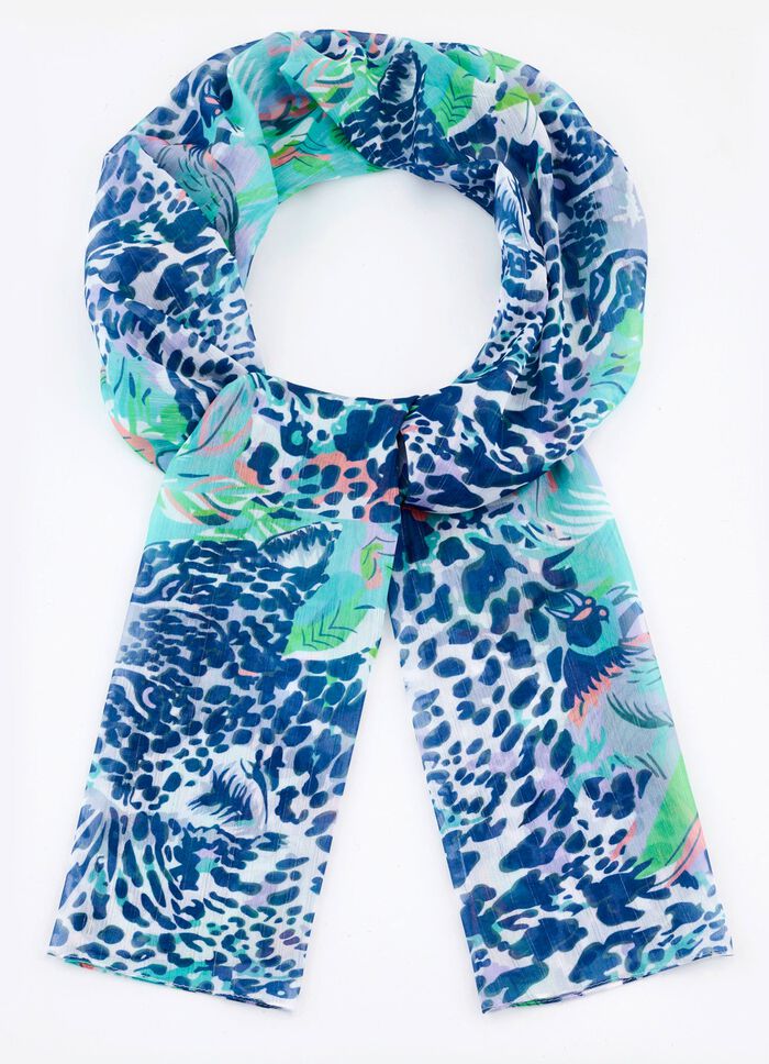 Sjaal met fantasie- en roofdierbontdessin 