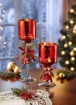 Kerst glazen theelichthouder 