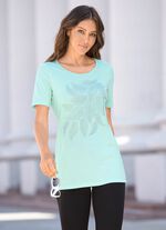 Shirt met plaatje en strassversiering in 2 kleuren MUNT