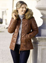 Leren jack met rand van imitatiebont 